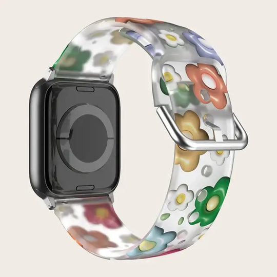 Apple Watch Silicone Strap - Colorful Floral Pattern Band
