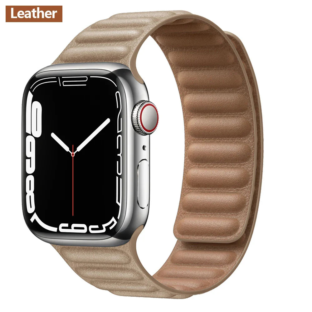 Apple Watch Leather Band - Premium Magnetic Loop Strap