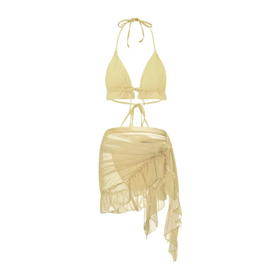 Saffie girl Halter Bandage three piece swimsuit