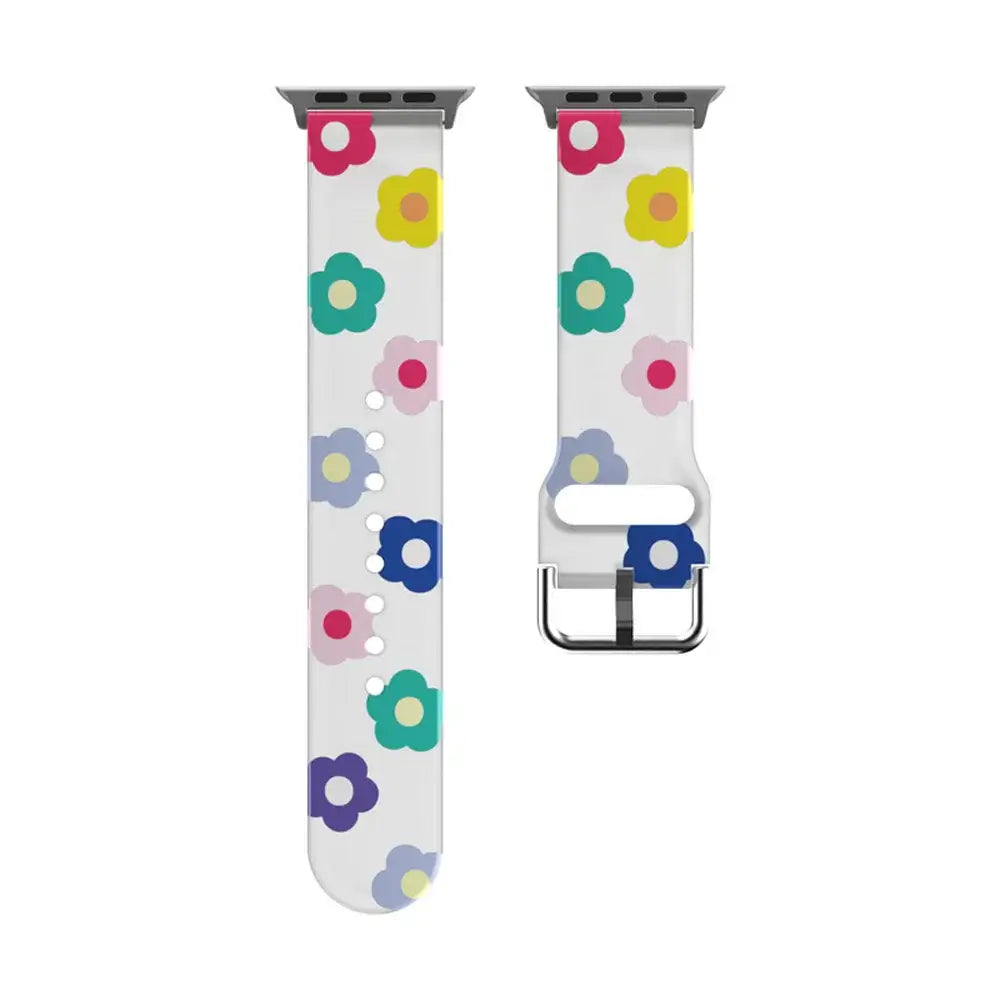 Apple Watch Silicone Strap - Colorful Floral Pattern Band