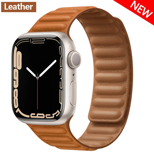 Apple Watch Leather Band - Premium Magnetic Loop Strap