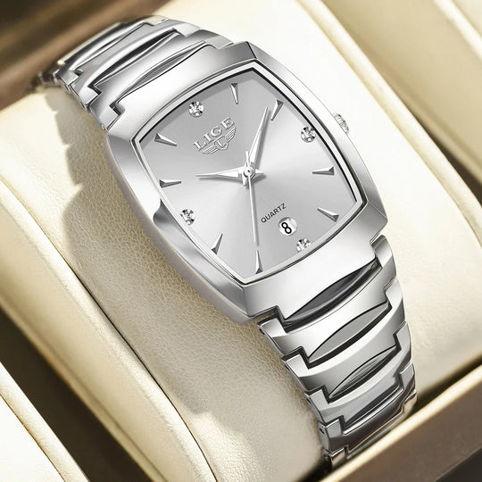 Women's Stainless Steel Rectangular Quartz Dress Watch