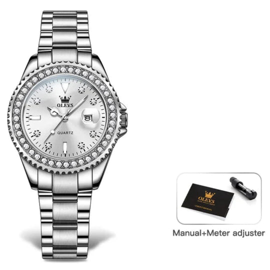 Women's Crystal Bezel 34mm Stainless Watch