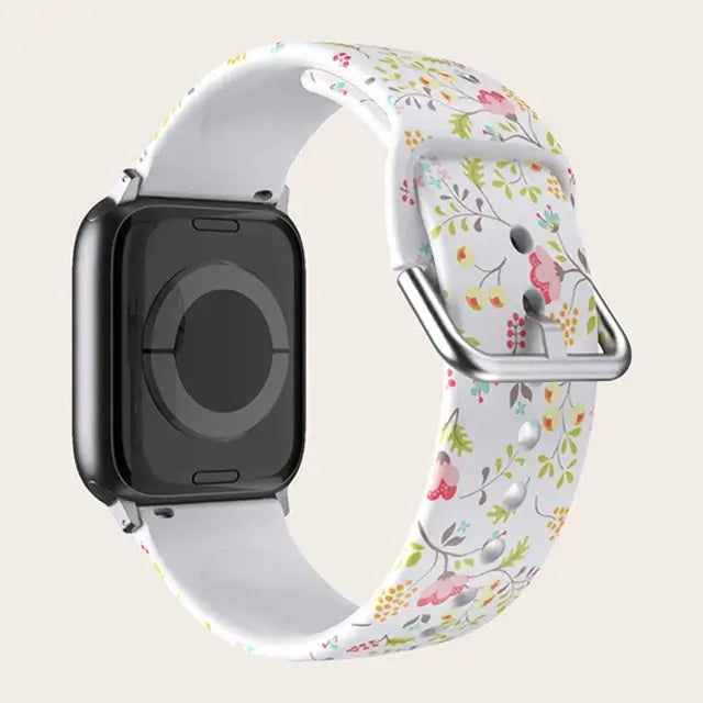 Apple Watch Silicone Strap - Colorful Floral Pattern Band