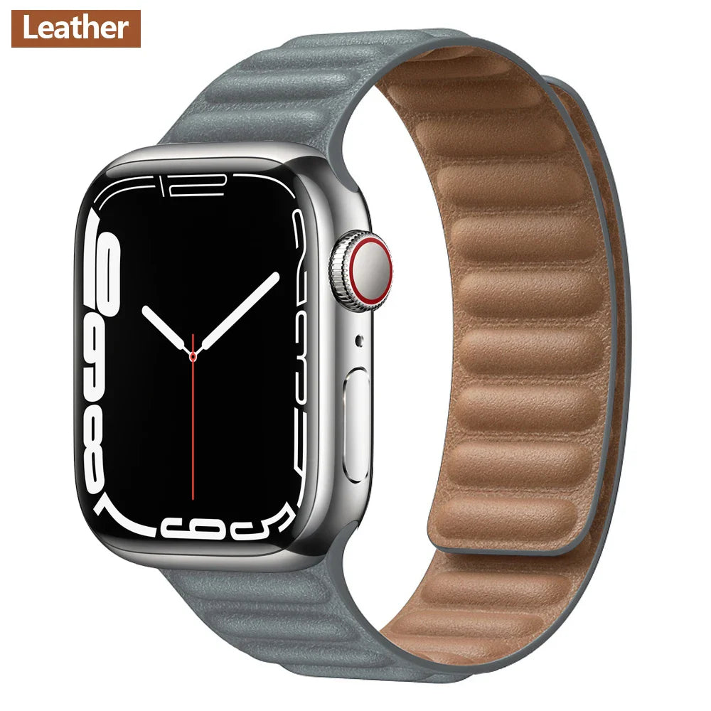 Apple Watch Leather Band - Premium Magnetic Loop Strap