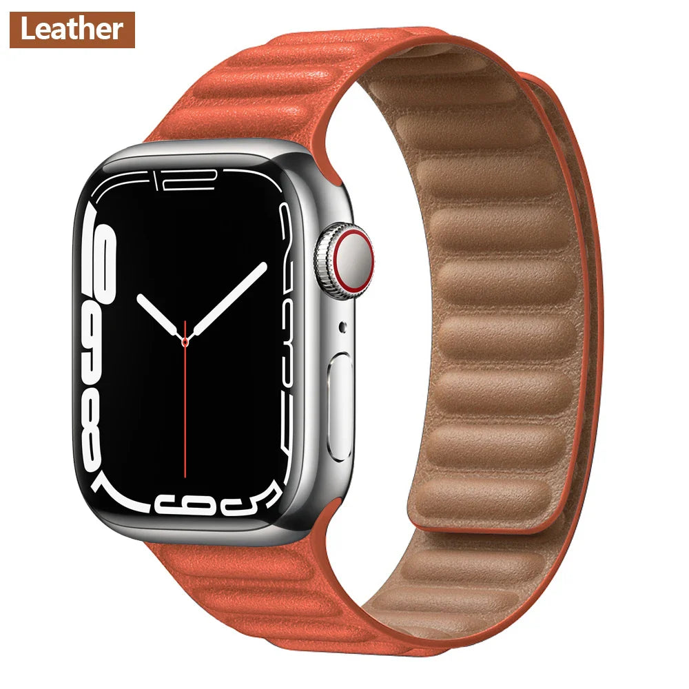 Apple Watch Leather Band - Premium Magnetic Loop Strap