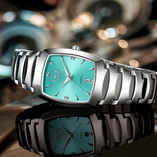 Women's Turquoise Dial Stainless Steel Rectangular Watch