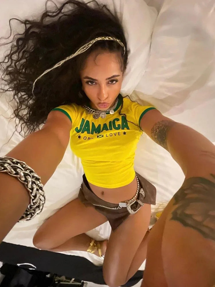 Jamaican swimwear crop top shirt