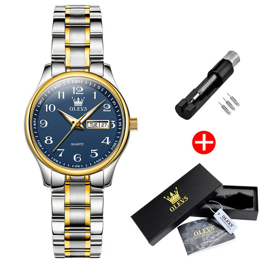 Women's Two Tone Stainless Steel Quartz Watch With Date