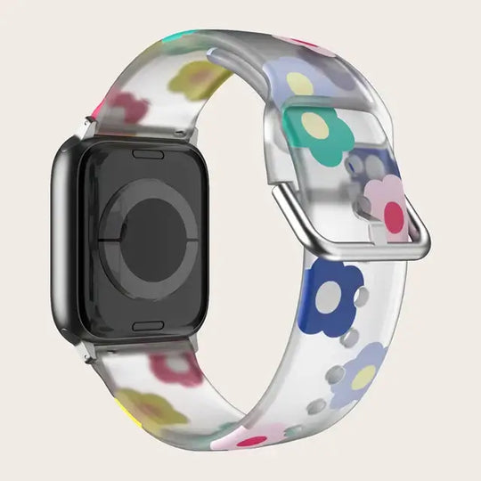 Apple Watch Silicone Strap - Colorful Floral Pattern Band