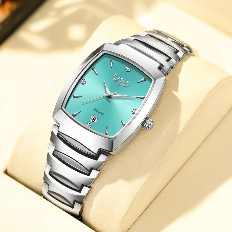 Women's Turquoise Dial Stainless Steel Rectangular Watch