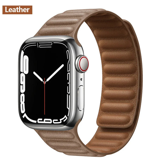 Apple Watch Leather Band - Premium Magnetic Loop Strap