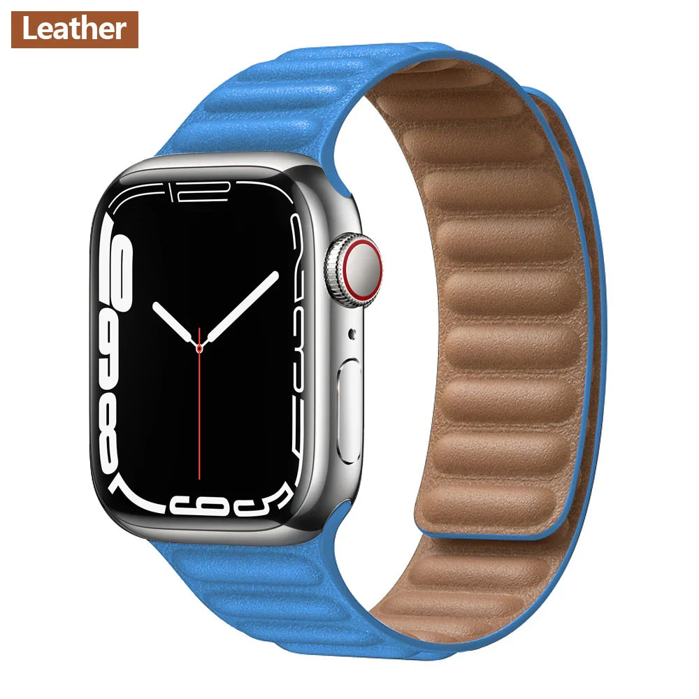 Apple Watch Leather Band - Premium Magnetic Loop Strap