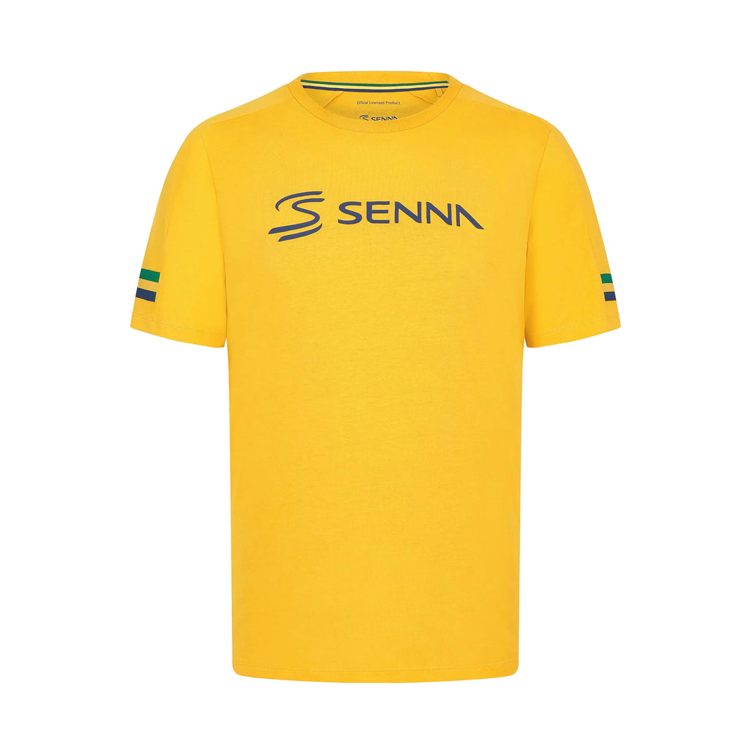 Ayrton Senna Mens Stripe Tshirt - Yellow - Size: M