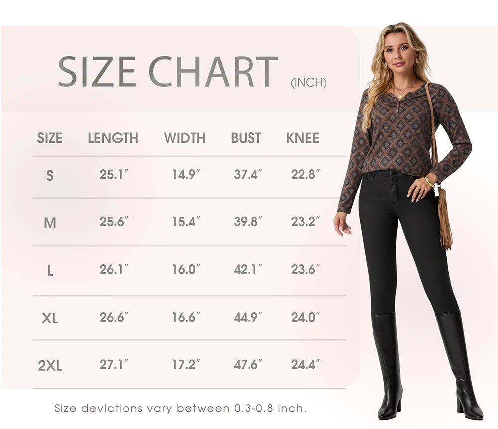 Womens Long Sleeve T Shirts Western Henley Tops Ladies Cowboy Chic Graphic Tees Aztec Casual V Neck Loose Fit Blouse Black Brown Diamond L