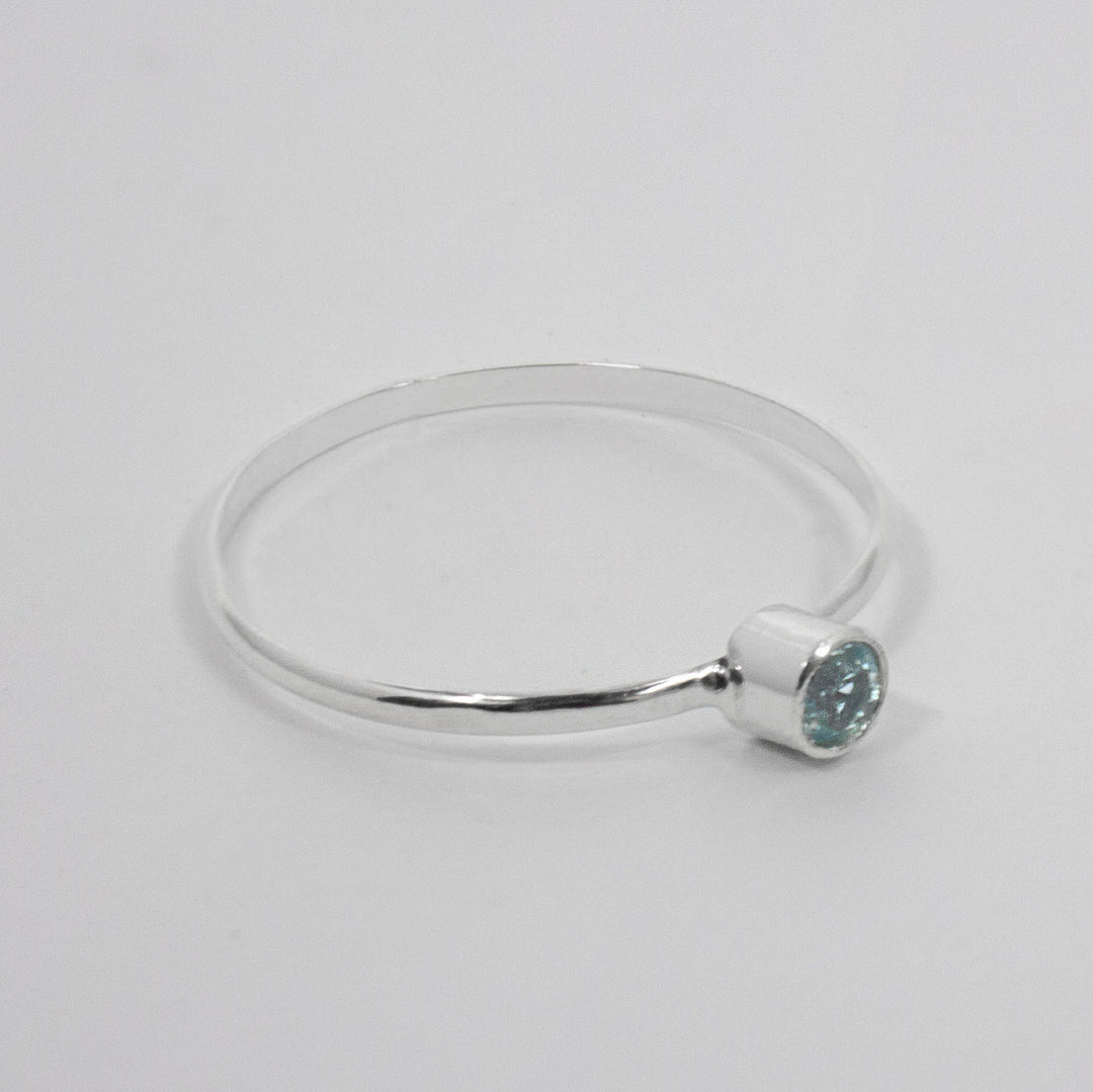 Blue Topaz Sterling Silver Bezel Ring Minimalist Promise