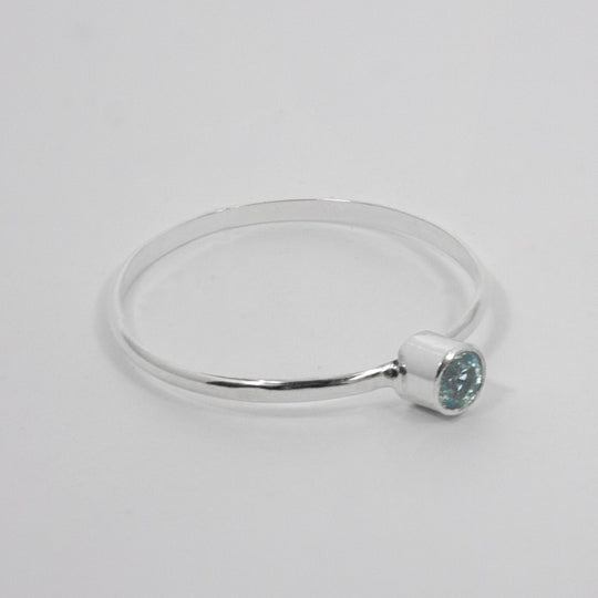 Blue Topaz Sterling Silver Bezel Ring Minimalist Promise