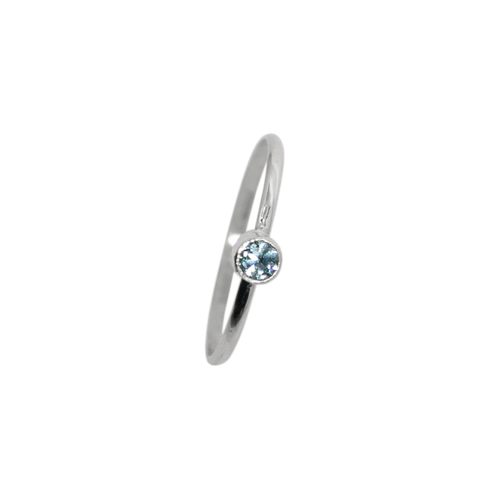 Blue Topaz Sterling Silver Bezel Ring Minimalist Promise