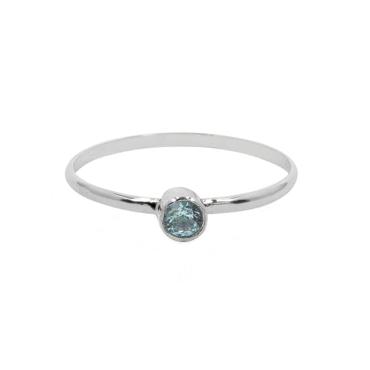 Blue Topaz Sterling Silver Bezel Ring Minimalist Promise