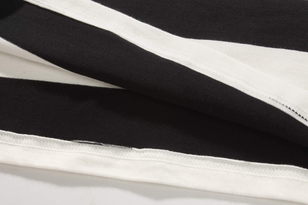 -Mens-T-Shirts-Short-Sleeve-Striped Shirt Red and White Crewneck Lightweight Causal