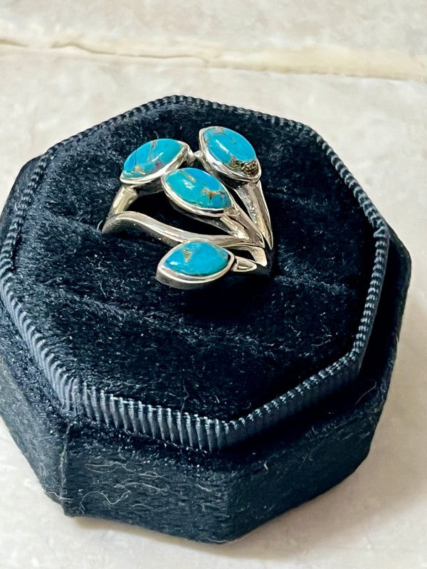 Four Stone Blue Copper Turquoise Sterling Silver R