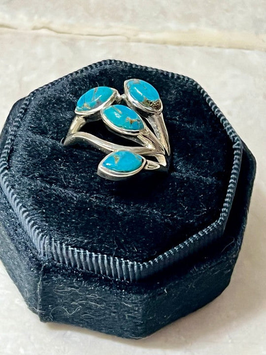 Four Stone Blue Copper Turquoise Sterling Silver R