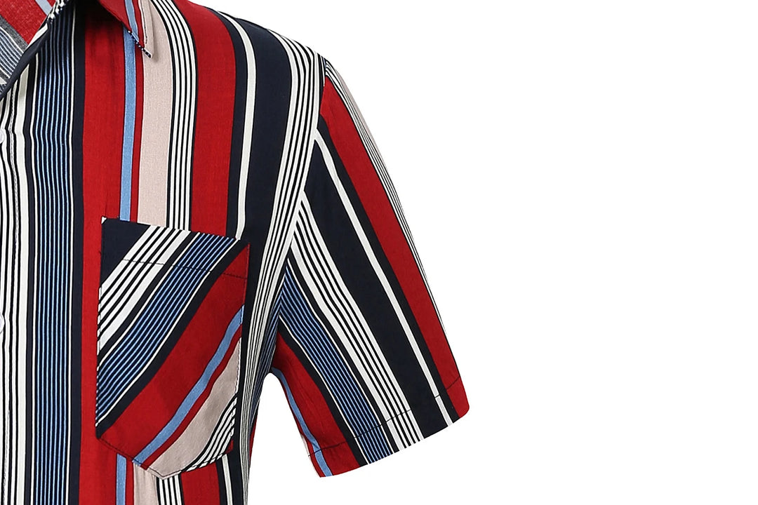 Hawaiian Shirt for Men Striped Shirt Casual Short Sleeve Button down Shirts