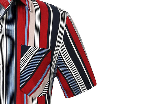 Hawaiian Shirt for Men Striped Shirt Casual Short Sleeve Button down Shirts