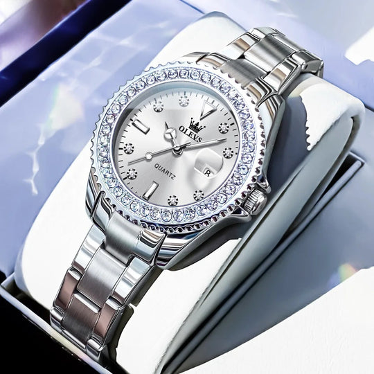 Women's Crystal Bezel 34mm Stainless Watch
