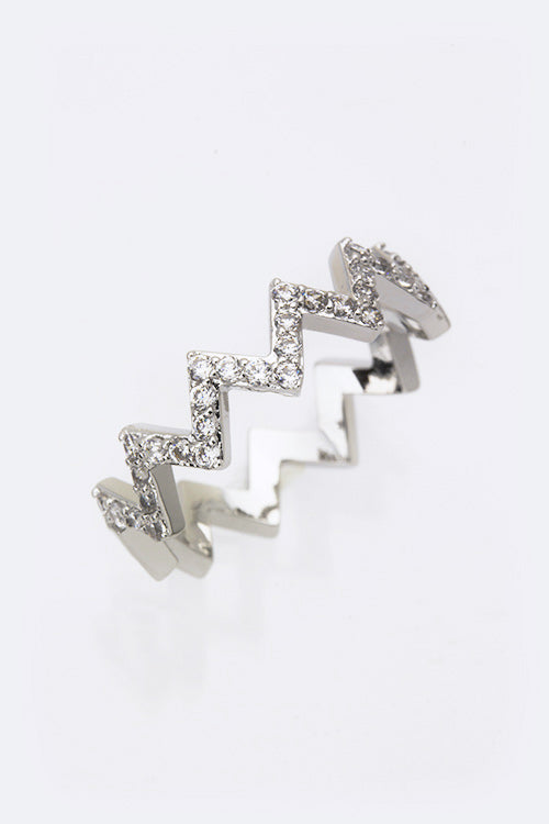 Cubic Zirconia Chevron Stackable Ring Women Wedding Band