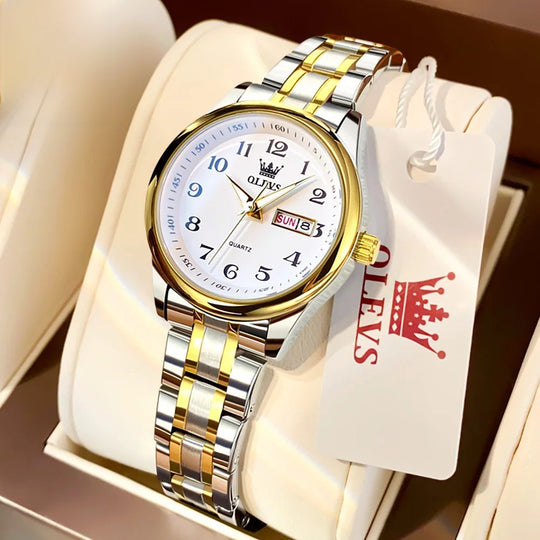 Women's Two Tone Stainless Steel Quartz Watch With Date