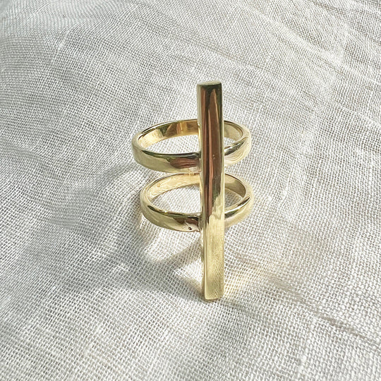 Double Band Bombshell Ring Recycled Brass Bullet Casing Statement Ring
