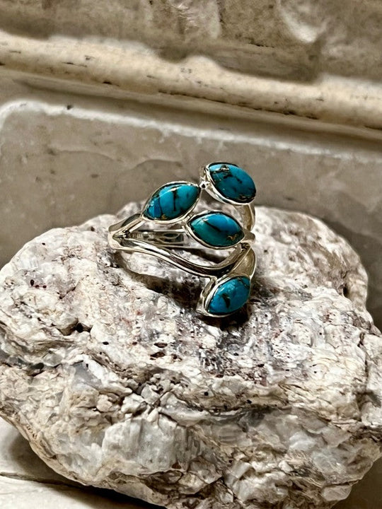 Four Stone Blue Copper Turquoise Sterling Silver R