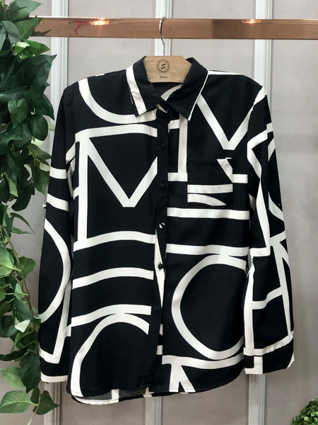 Long-Sleeved Shirt With Printed Buttons