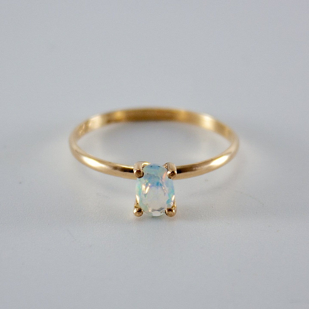 Ethiopian Opal 14K Gold Filled Ring Dainty Solitaire