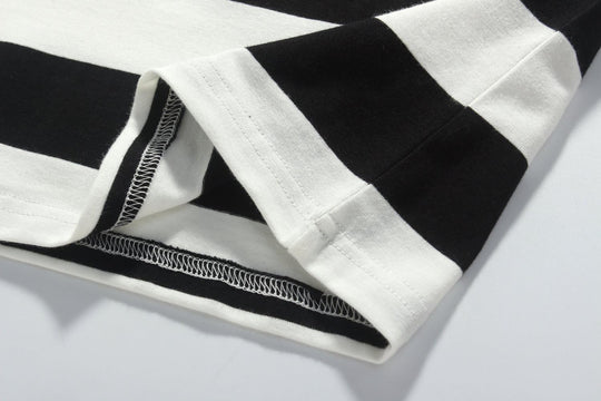 -Long-Sleeve-Tee-Shirts-For-Men-Striped T Shirts Crewneck Cotton Causal (Xx-Large, Black White)