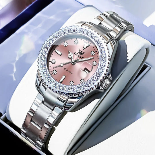 Women's Crystal Bezel 34mm Stainless Watch