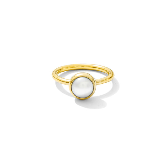 Freshwater Pearl Bombshell Ring Gold-Plated Recycled Metal Band Statement