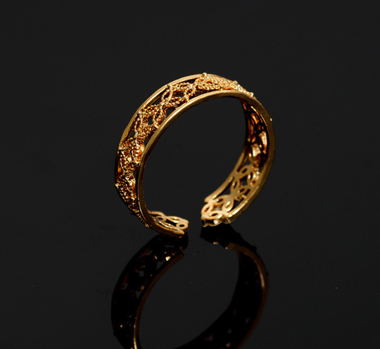 Helodie Elegant Adjustable Gold Filigree Ring Open Band