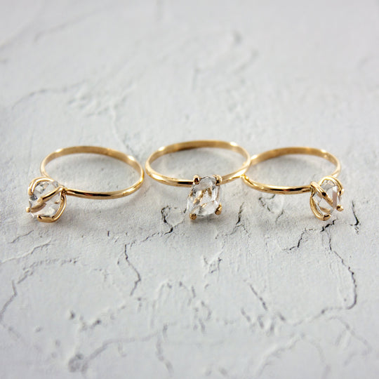 Herkimer Diamond 14K Gold Filled Solitaire Ring Minimalist