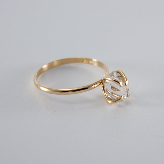 Herkimer Diamond 14K Gold Filled Solitaire Ring Minimalist