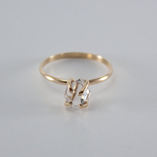 Herkimer Diamond 14K Gold Filled Solitaire Ring Minimalist