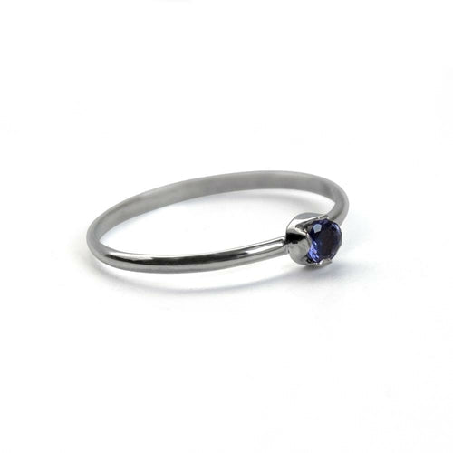 Iolite Sterling Silver Ring Delicate Minimalist Band