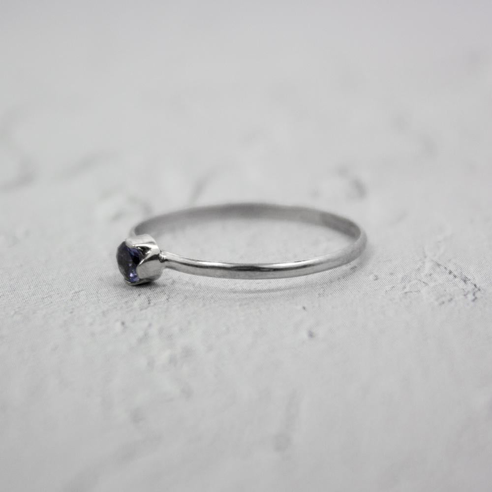 Iolite Sterling Silver Ring Delicate Minimalist Band