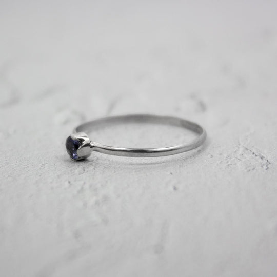 Iolite Sterling Silver Ring Delicate Minimalist Band