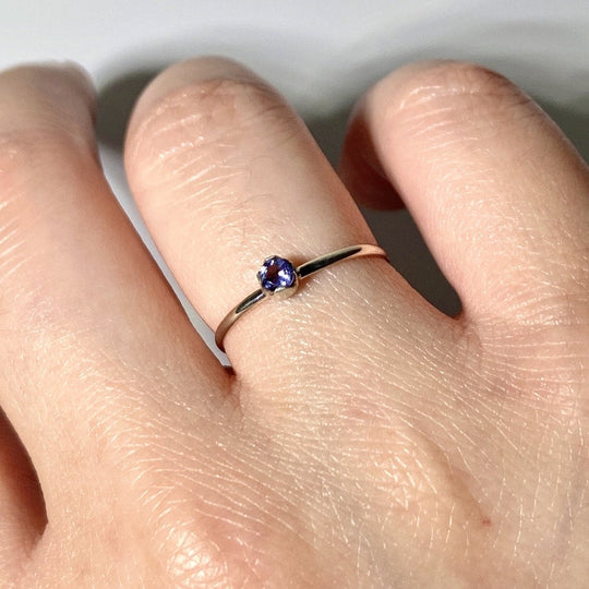 Iolite Sterling Silver Ring Delicate Minimalist Band