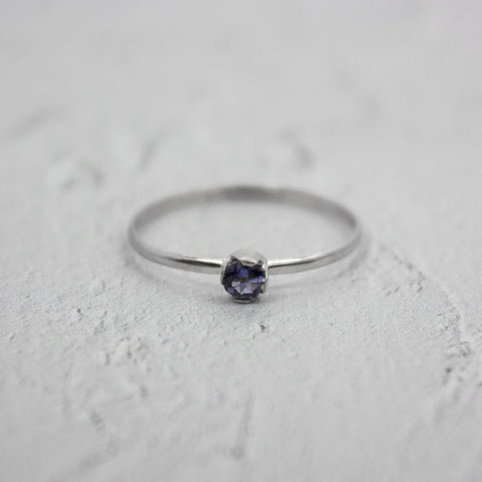 Iolite Sterling Silver Ring Delicate Minimalist Band