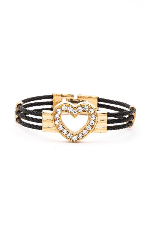 Kids Heart Charm Stainless Steel Bracelet Adjustable