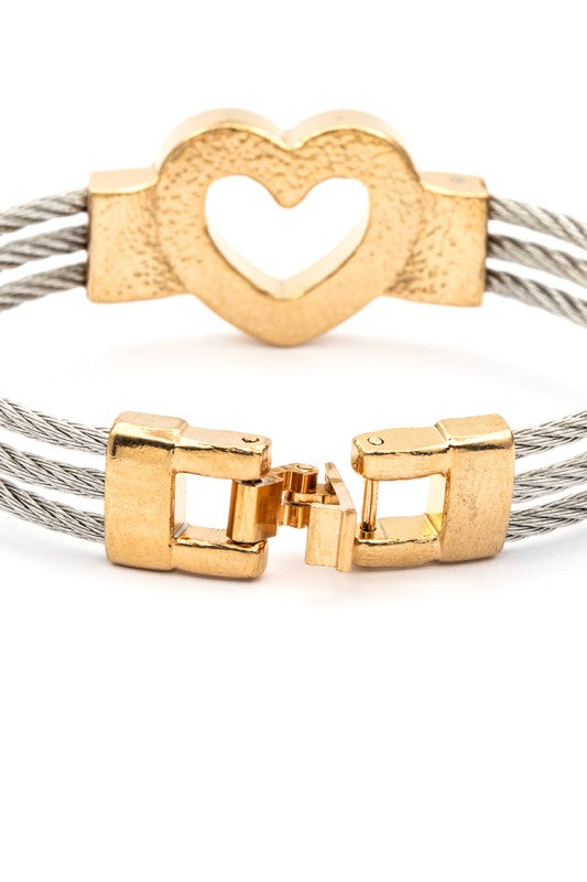 Kids Heart Charm Stainless Steel Bracelet Adjustable