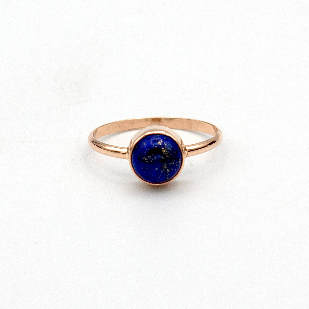 Lapis Lazuli 14K Gold Filled Stacking Ring Deep Blue